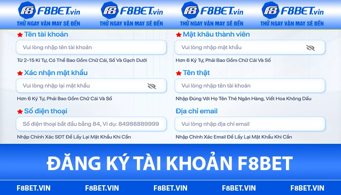 F8BET ⭐【F8 BET】- Link Vào F8BET.COM Chính Thức 20 Hướng dẫn đăng ký tài khoản F8BET